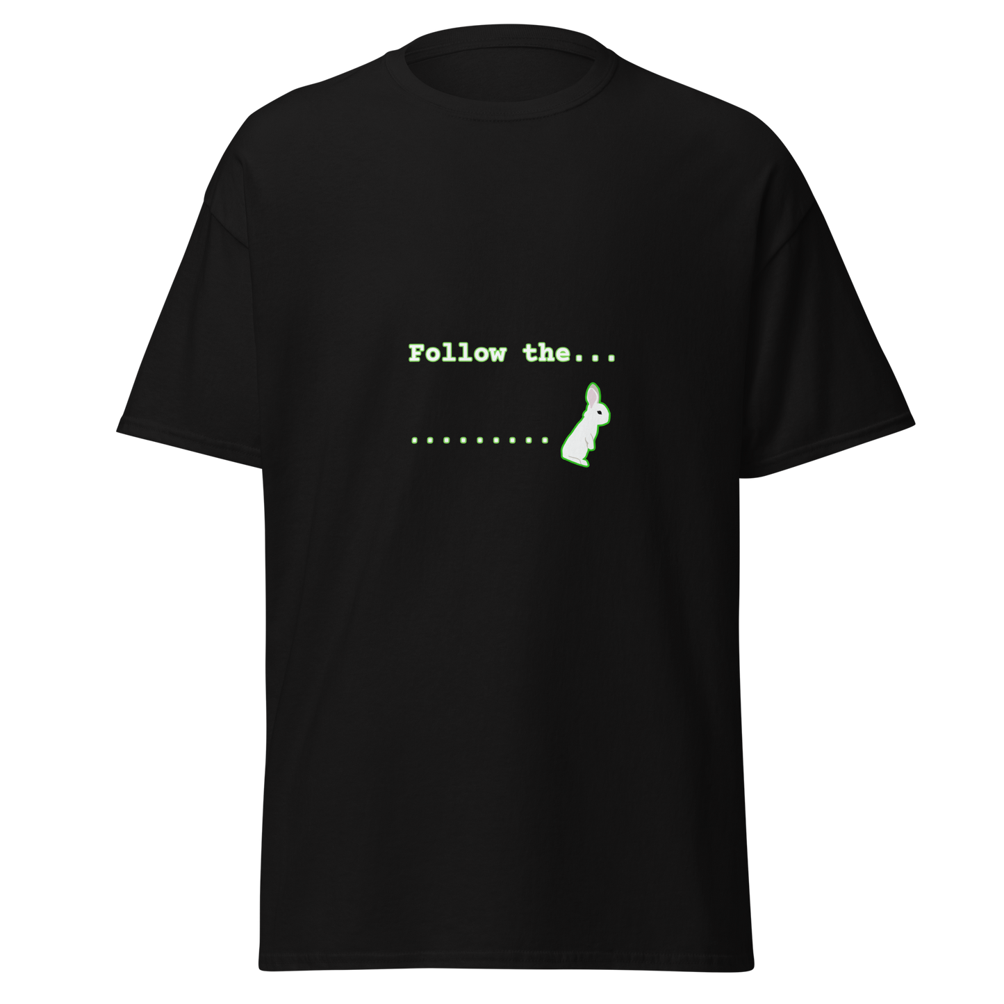 Matrix inspired "Follow the white rabbit" unisex t-shirt.