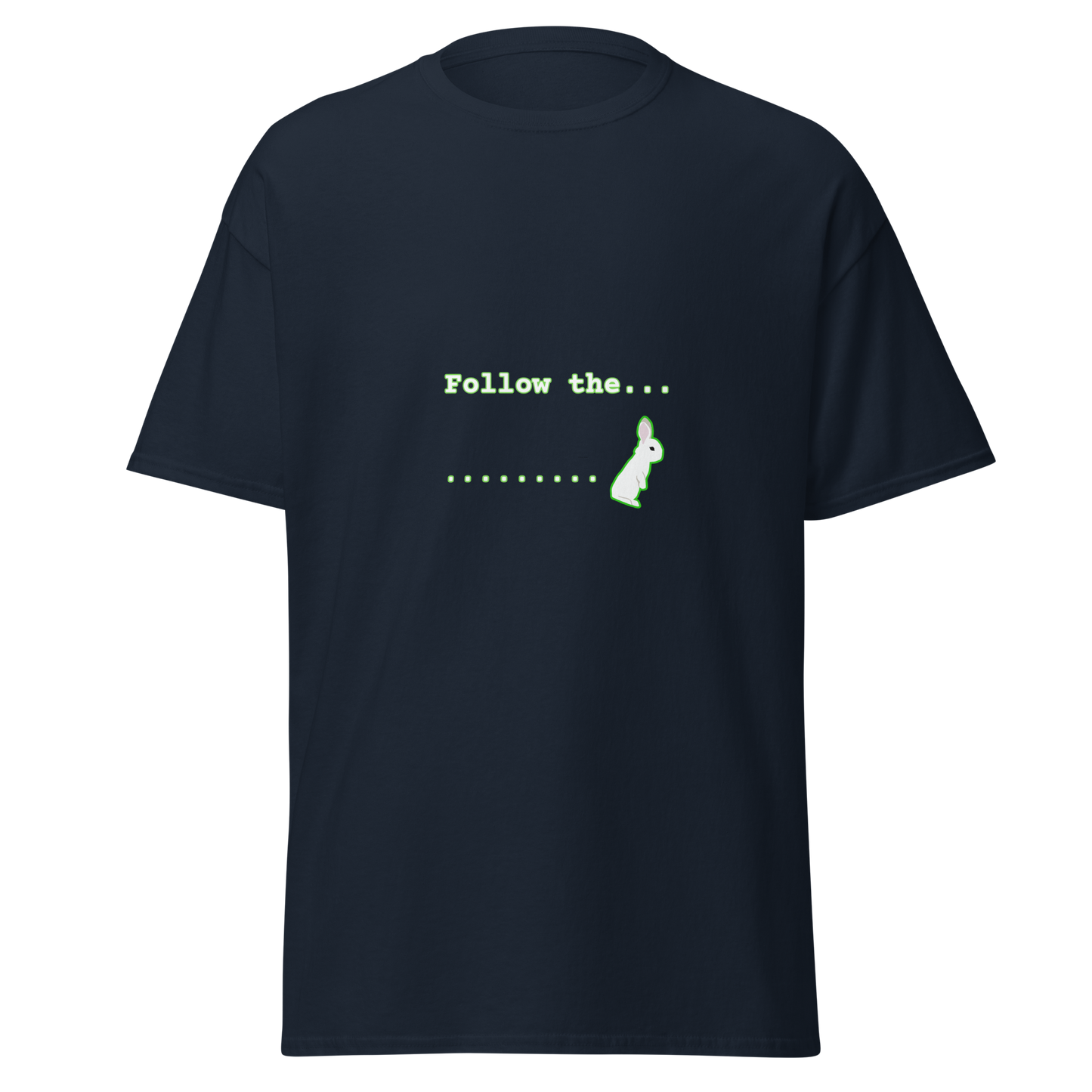 Matrix inspired "Follow the white rabbit" unisex t-shirt.